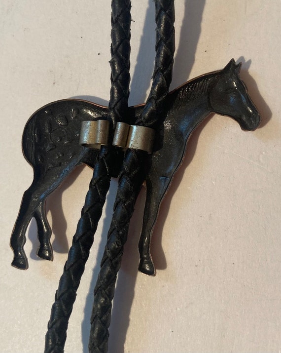 Vintage Metal Bolo Tie, Nice Copper Horse Design,… - image 5
