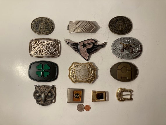 Vintage Lot of 13 Belt Buckles, Four Leaf Clover,… - image 2