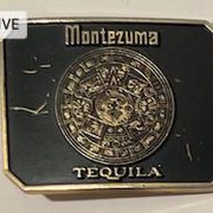 Vintage Metal Belt Buckle, Montezuma Tequila, Nice Design, Standard Size, Heavy Duty, Quality, Thick Metal, For Belts, Fashion, Shelf Displ