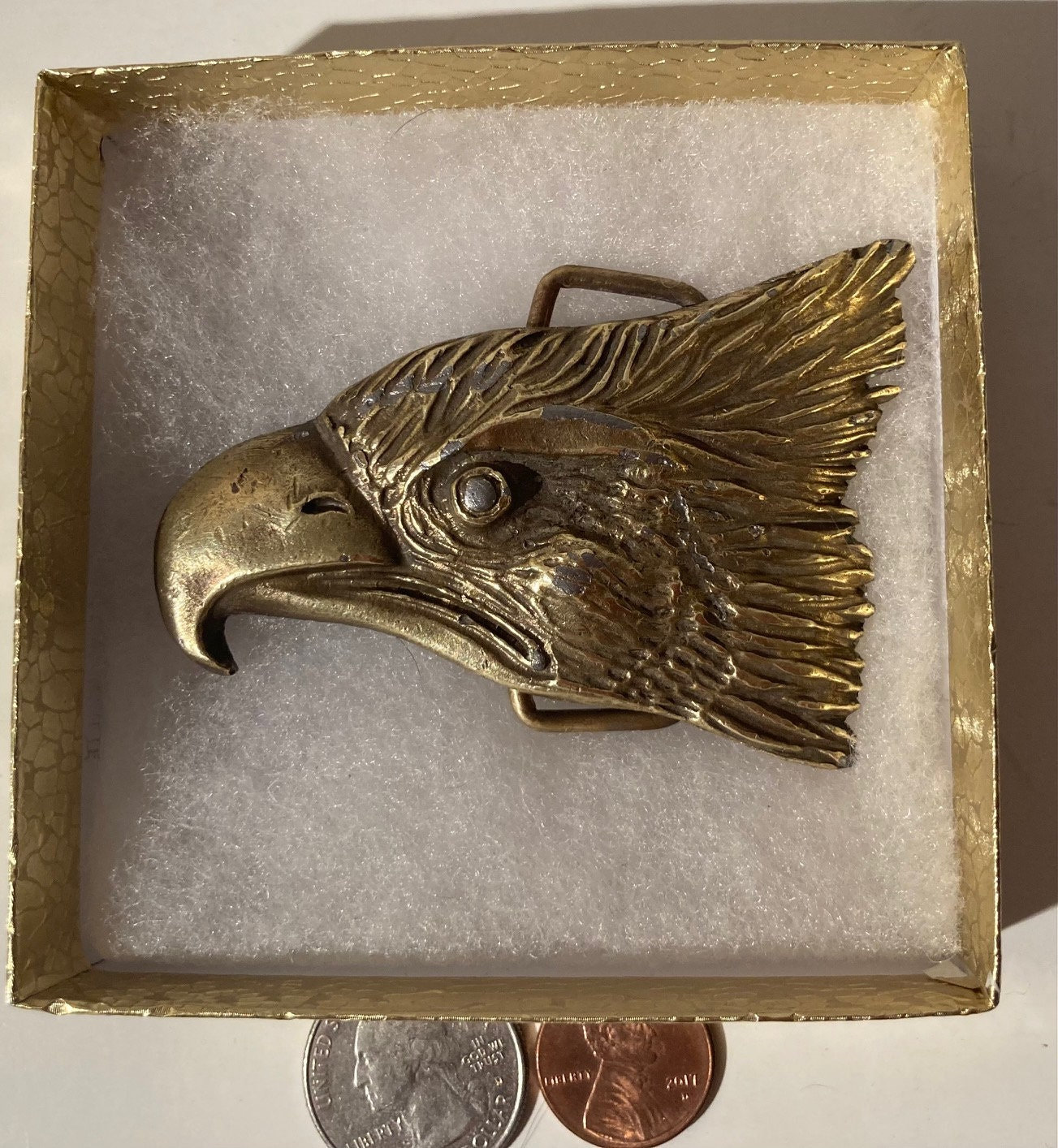 Vintage Metal Belt Buckle, Brass, Eagle, Bird, Nature, Wildlife
