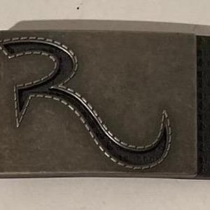 Fivela de cinto de metal vintage, letra R, design agradável, 3 1/2" x 2 1/4" de espessura, serviço pesado, qualidade, metal grosso, feito nos EUA, para cintos, moda