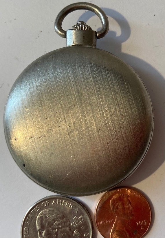 Vintage Metal Pocket Watch, Brushed Silver, Made … - image 2