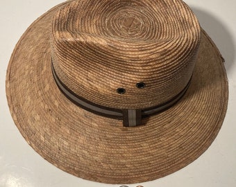 Chapéu de cowboy vintage, chapéu de palha, tamanho 7 1/2, autoconformável, bela faixa, qualidade, cowboy, roupa ocidental, rancheiro, guarda-sol, chapéu muito bonito