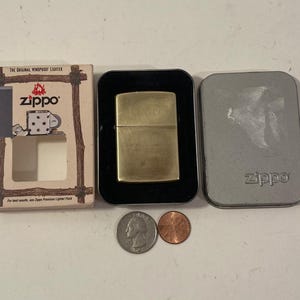 Vintage Metal Zippo Lighter, Brass, Character Dents On The Back, Nice Design, Zippo, Made in USA, Cigarettes, More