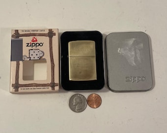 Vintage Metal Zippo Lighter, Brass, Character Dents On The Back, Nice Design, Zippo, Made in USA, Cigarettes, More