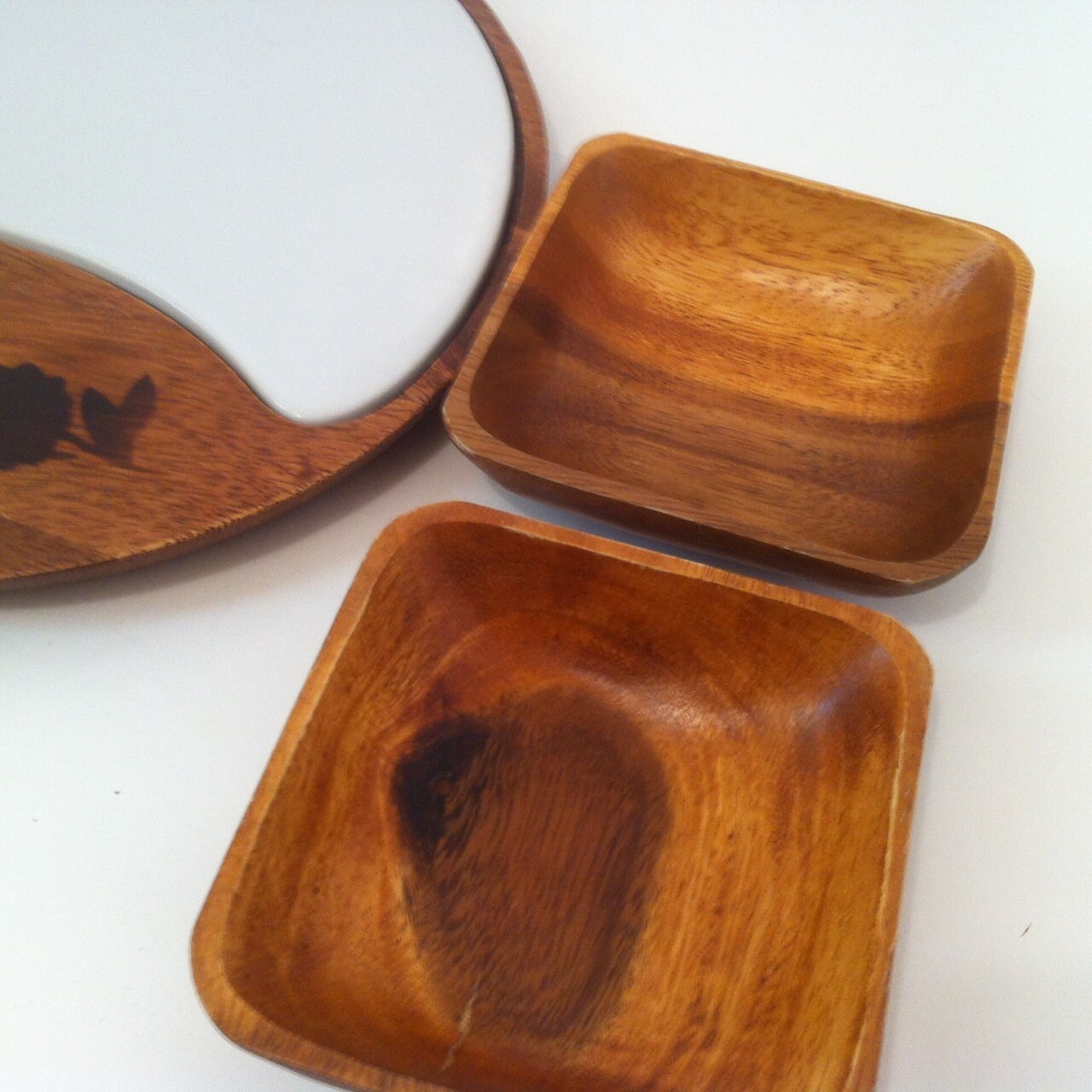 Vintage Wooden Serving Tray With Removable White Dishwasher Etsy