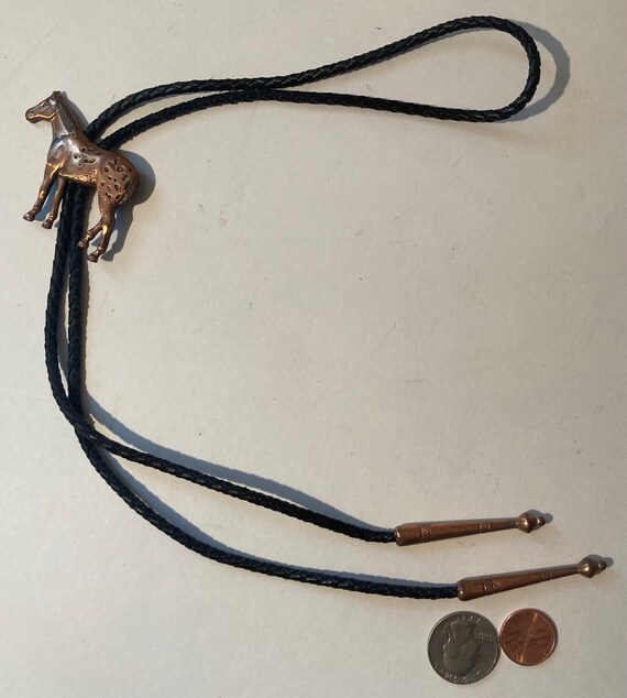 Vintage Metal Bolo Tie, Nice Copper Horse Design,… - image 1