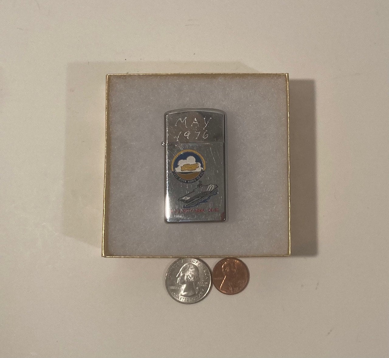 Vintage Metal Zippo, U.S.S. Kitty Hawk CV-63, Aircraft Vintage Metal Zippo, U.S.S. Kitty Hawk CV-63, Aircraft