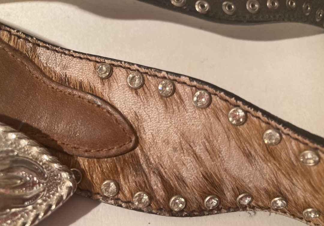 View of Vintage Leather Heavy Duty Belt, Nocona, Brown Hand Finished Leather ...