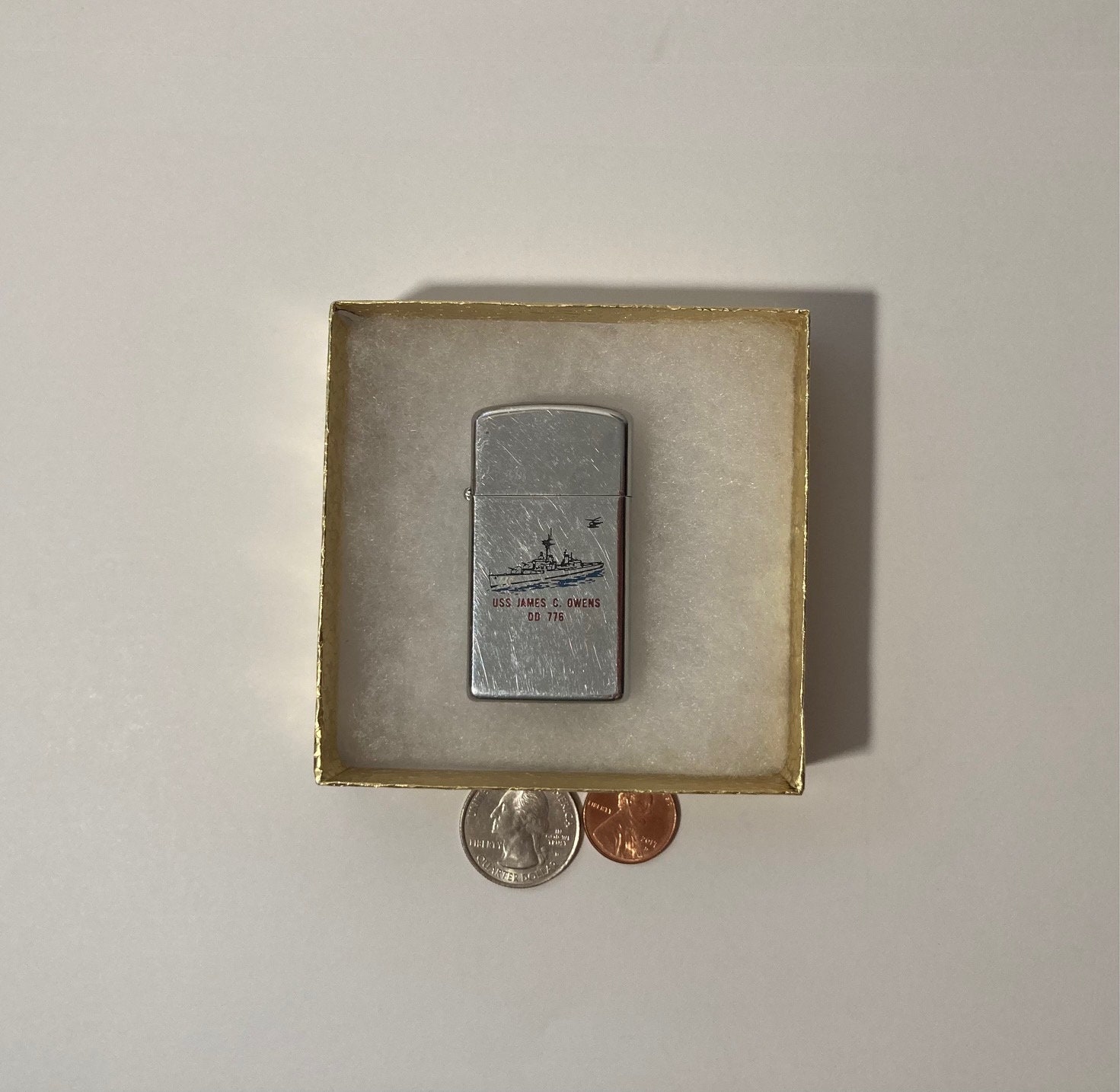 Vintage Metal Zippo, U.S.S. James C. Owens DD-776, Destroyer Ship