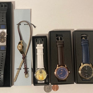 Lotto di 5 orologi da polso vintage, orologio, Acme, altro, in custodie originali, moda, tempo, orologio, accessorio di abbigliamento, qualità, bello, in scatola