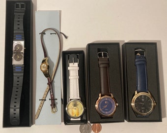 Lotto di 5 orologi da polso vintage, orologio, Acme, altro, in custodie originali, moda, tempo, orologio, accessorio di abbigliamento, qualità, bello, in scatola