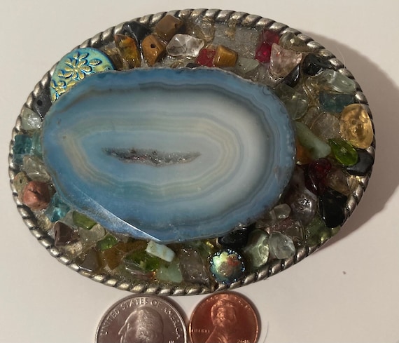 Vintage Belt Buckle, Blue Stone, Nice Design, Heavy Duty  display picture 1