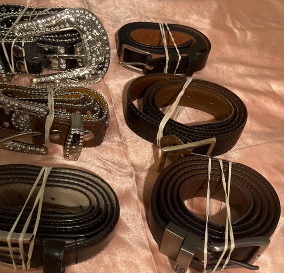 Vintage Lot of 9 Assorted Leather Belts, Nice Good Leather  display picture 3