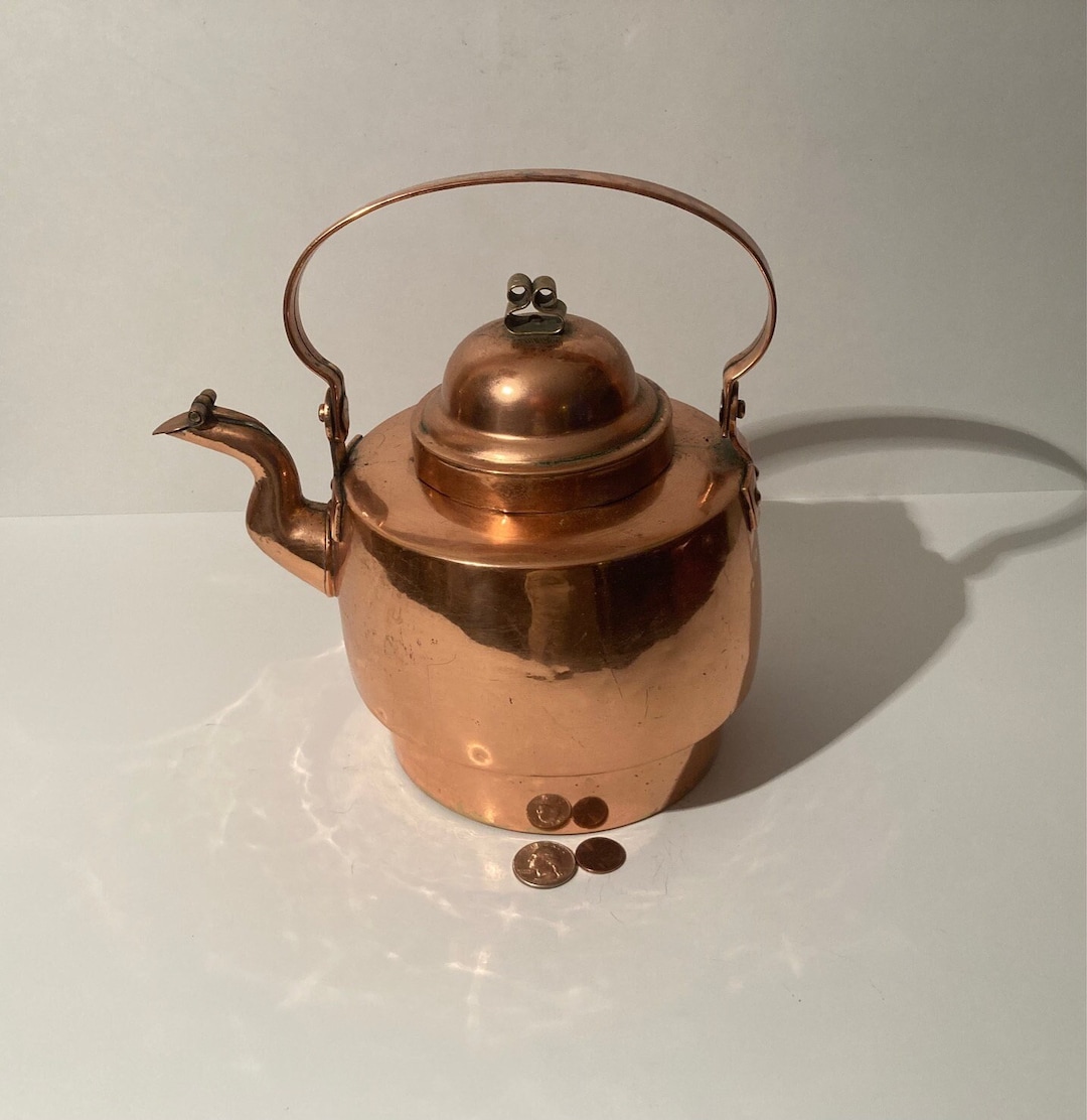 Vintage Metal Copper and Brass Teapot, Kettle, Coffee, 9 X 9, Quality
