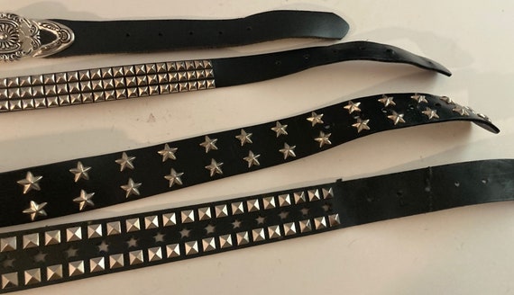 Vintage Lot of 4 Assorted Leather Belts, Rhinesto… - image 5