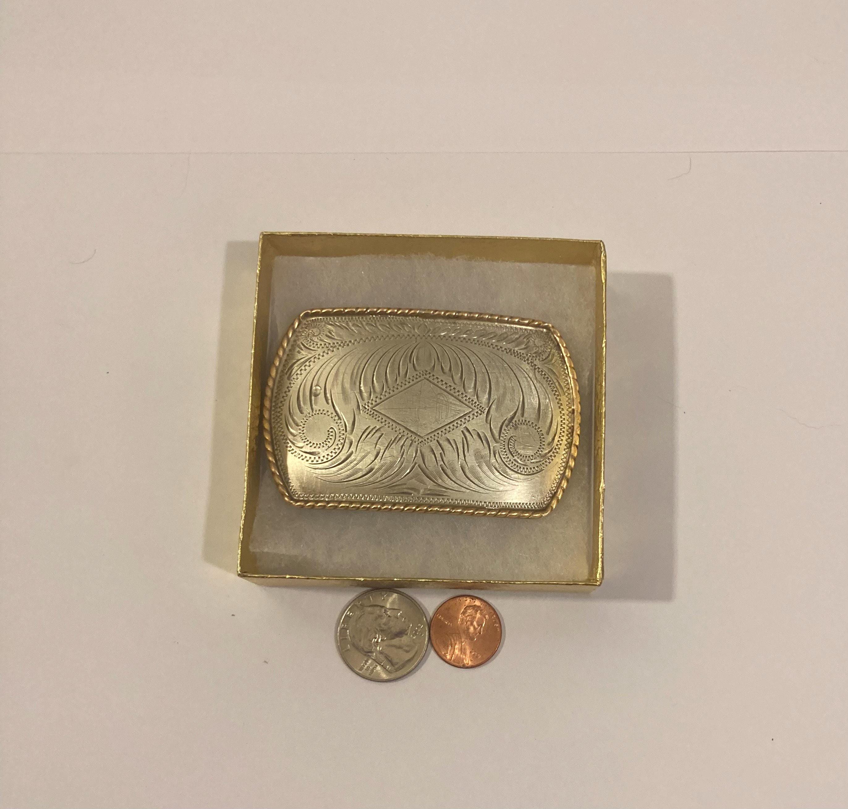 Vintage Metal Belt Buckle, Comstock Silver and Brass, Nice Western Design, 3 1/4" x 2 1/4", Cowboy Style, Heavy Duty, Made in USA