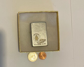 Vintage Metal Zippo, U.S.S. Cushing DD-985, Destroyer Ship, Navy