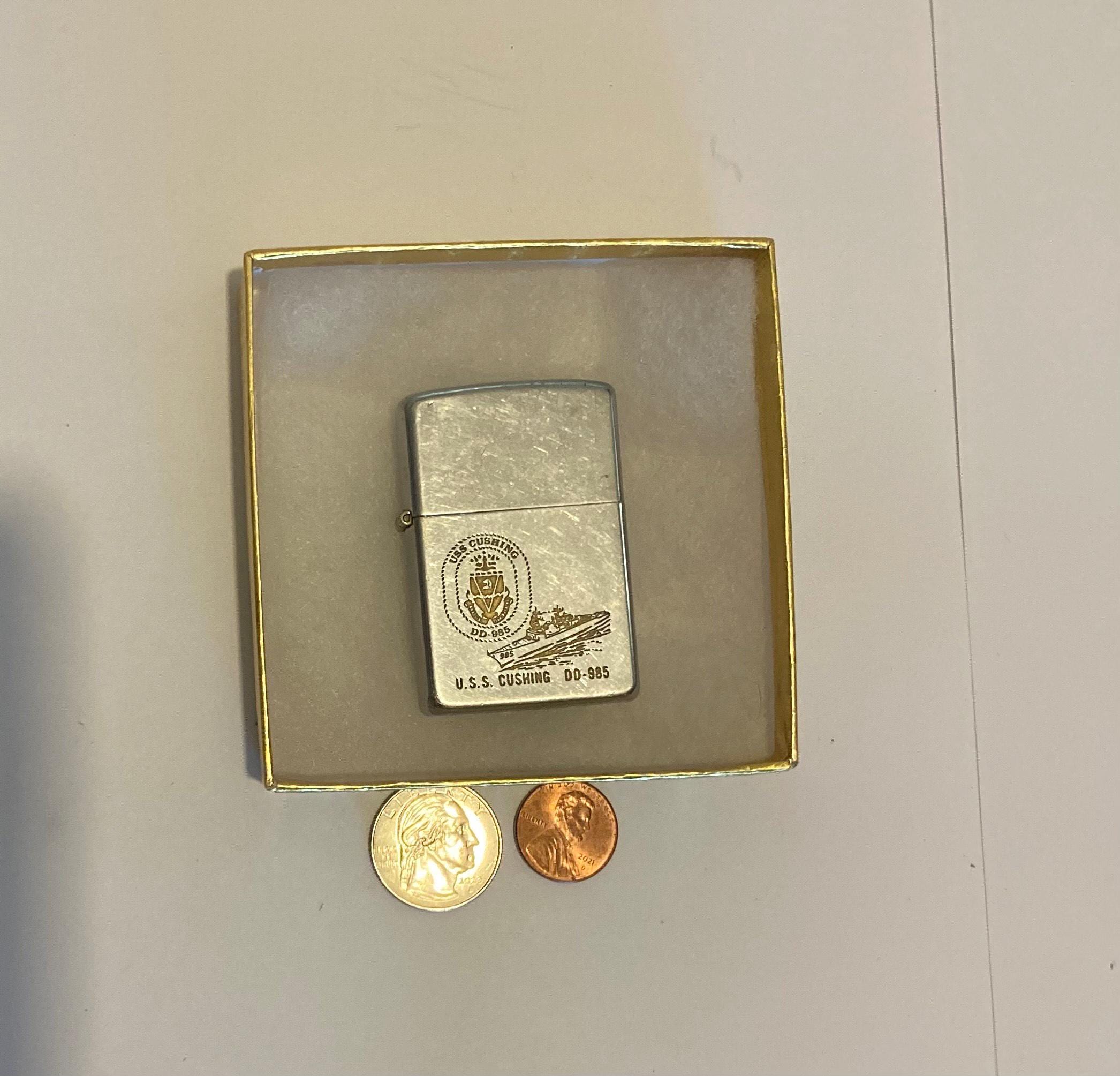 Vintage Metal Zippo, U.S.S. Cushing DD-985, Destroyer Ship, Navy