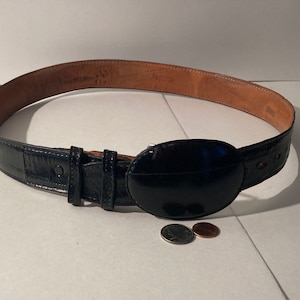 Vintage Leather Belt and Buckle, Western, Black Leather, Rodeo Max, Belt, Quality, Size 32 to 36, Country and Western, Western Wear
