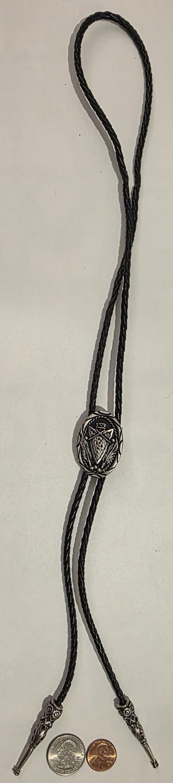 Vintage Metal Bolo Tie, Nice Feathers, Arrowhead Design, Nice Western Design View 3