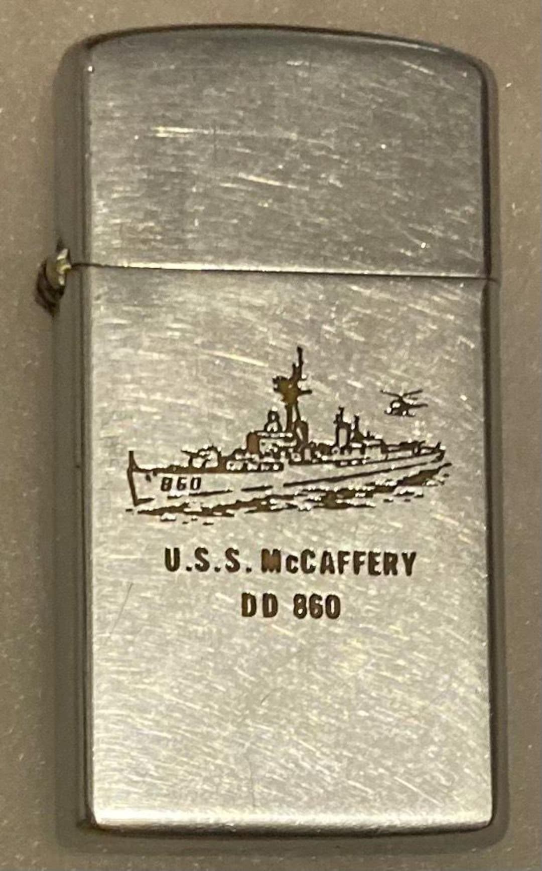 Vintage Metal Zippo, U.S.S. Mccaffery DD-860, Destroyer Ship, Navy