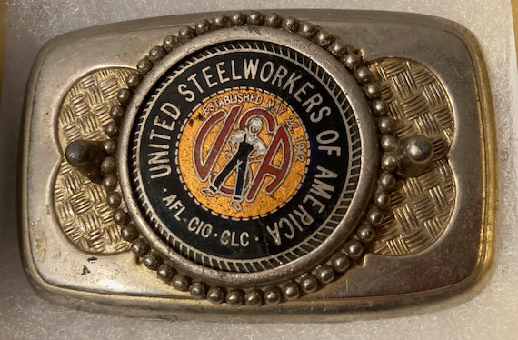 Vintage Metal Belt Buckle, United Steelworkers of… - image 1