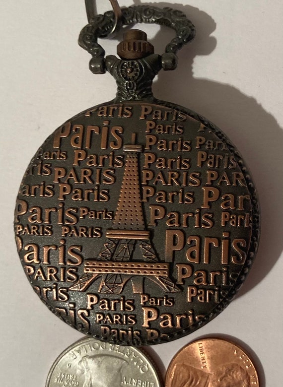 Vintage Metal Pocket Watch, Paris, Clock, Time, S… - image 4