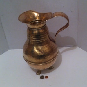 Vintage Brass Pitcher, Vase, Table Decor, Shelf Decor, Kitchen Decor, A Few Dings, Can Be Shined Up More, Brass Serving Pitcher, 13&quot; Tall