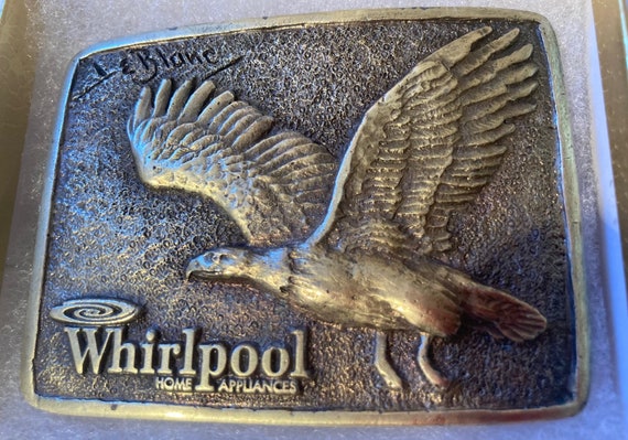 Vintage Metal Belt Buckle, Brass, Whirlpool Home … - image 3