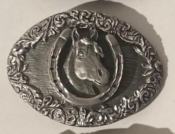 Boucle de ceinture en métal vintage, tête de cheval, beau design