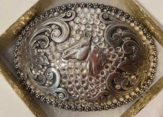 Fibbia Cintura Metallica Testa Di Cavallo – Stile Rodeo Cowboy Western – Uomo - Foto 3