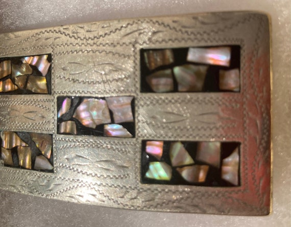 Vintage Metal Belt Buckle, Silver with Nice Crush… - image 4