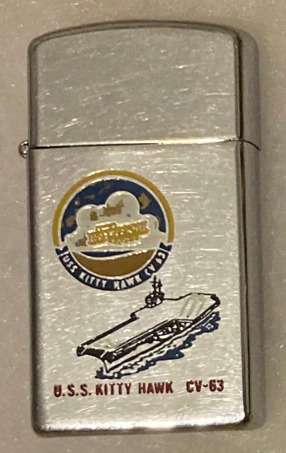 Vintage Metal Zippo, U.S.S. Kitty Hawk CV-63, Aircraft Carrier