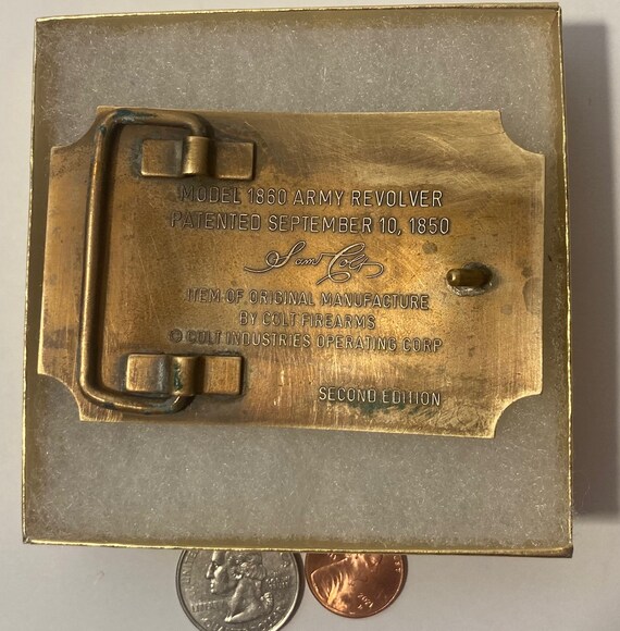 Vintage Metal Belt Buckle, Colt Army Model 44 Cal… - image 4