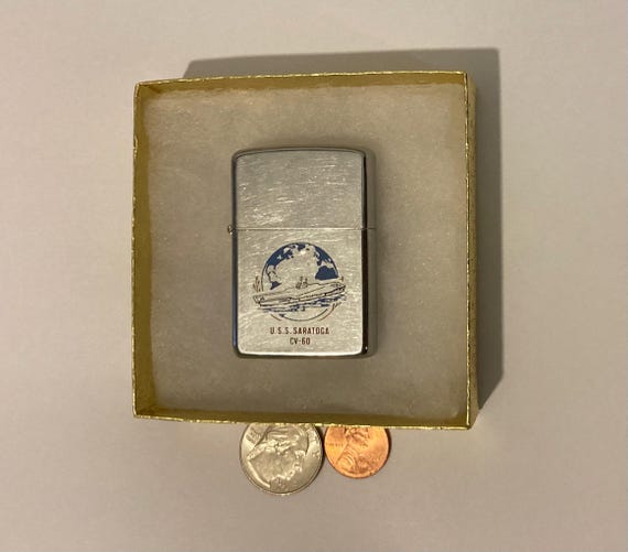 Vintage Metal Zippo, U.S.S. Saratoga CV-60, Aircraft Carrier Ship