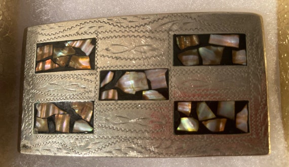 Vintage Metal Belt Buckle, Silver with Nice Crush… - image 3