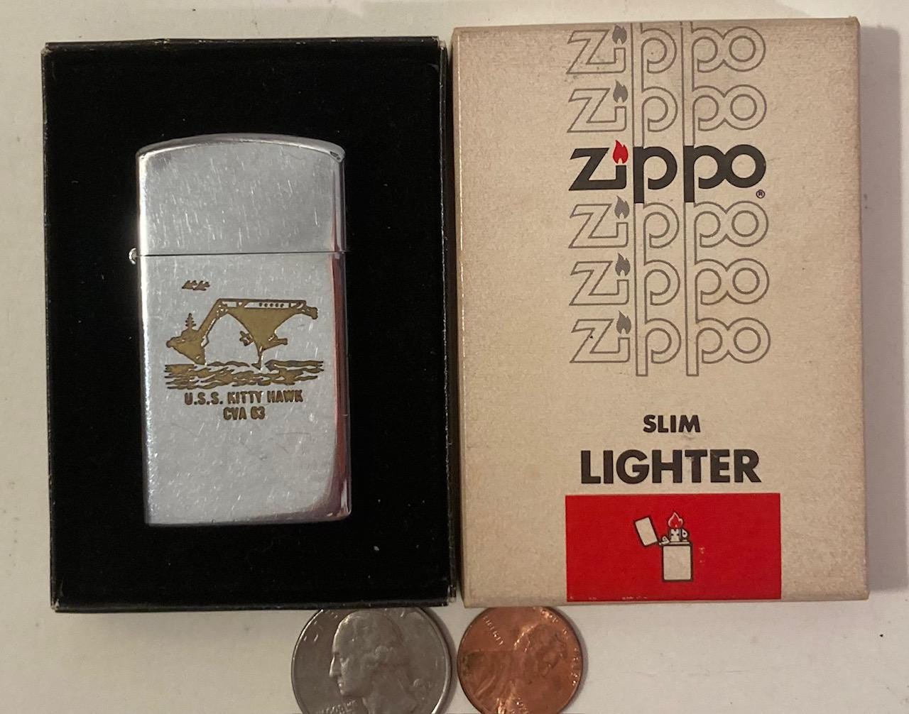Vintage Metal Zippo, U.S.S. Kitty Hawk, CVA-63, Aircraft Carrier