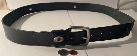 Vintage Leather Belt and Buckle, Western, Black Leather  display picture 3