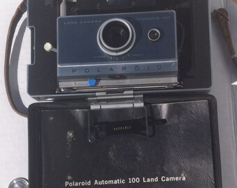 Vintage Polaroid Automatic 100 Land Camera, Manual, Case, Nice Shelf Display, Classic Photo, 1960s, Auto Camera, Collectible