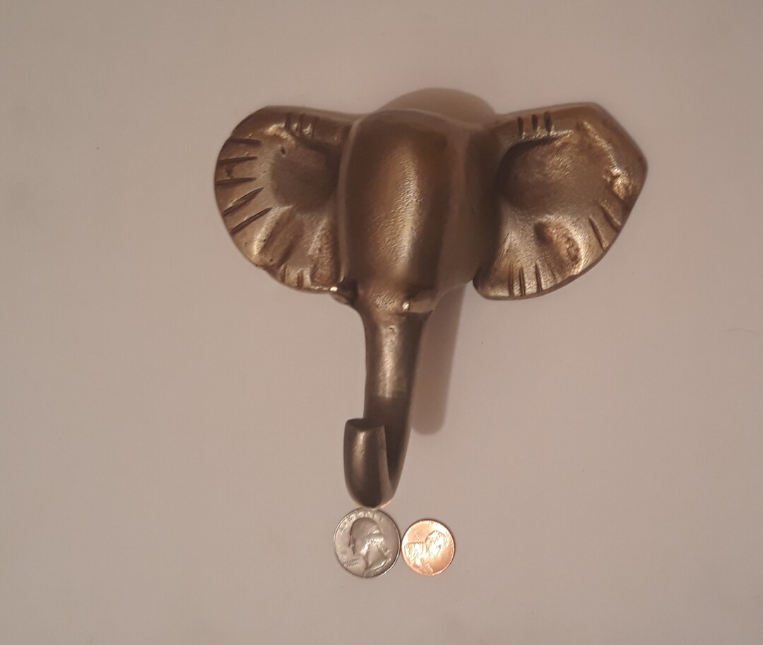 Vintage Brass Metal Elephant Coat Hook Home Decor Wall Etsy