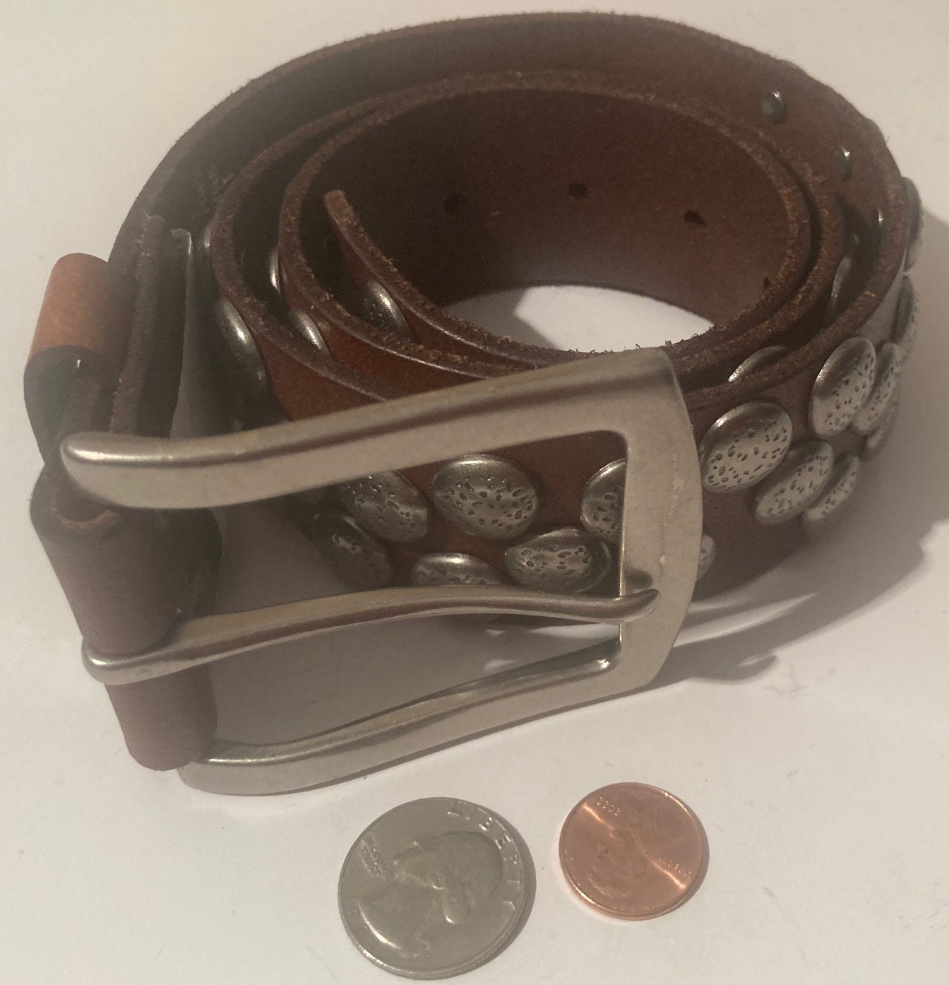 Vintage Leather Belt Buckle, and Belt, Bed Stu, Hewitt  display picture 2