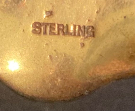 Vintage Metal Sterling Silver Red Rose, Label, Ti… - image 4