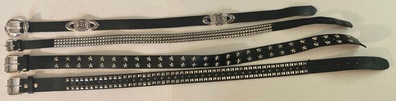 Vintage Lot of 4 Assorted Leather Belts, Rhinesto… - image 3