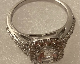 Vintage Sterling Silver Ring, SK9, Nice Platinaire Diamond Ring, Tested, Size 7, Nice Design, Quality, Jewelry, 0901, Accessory
