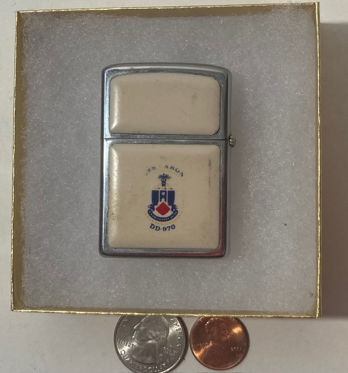 Vintage Metal Zippo, U.S.S. Caron DD-970, Destroyer Ship