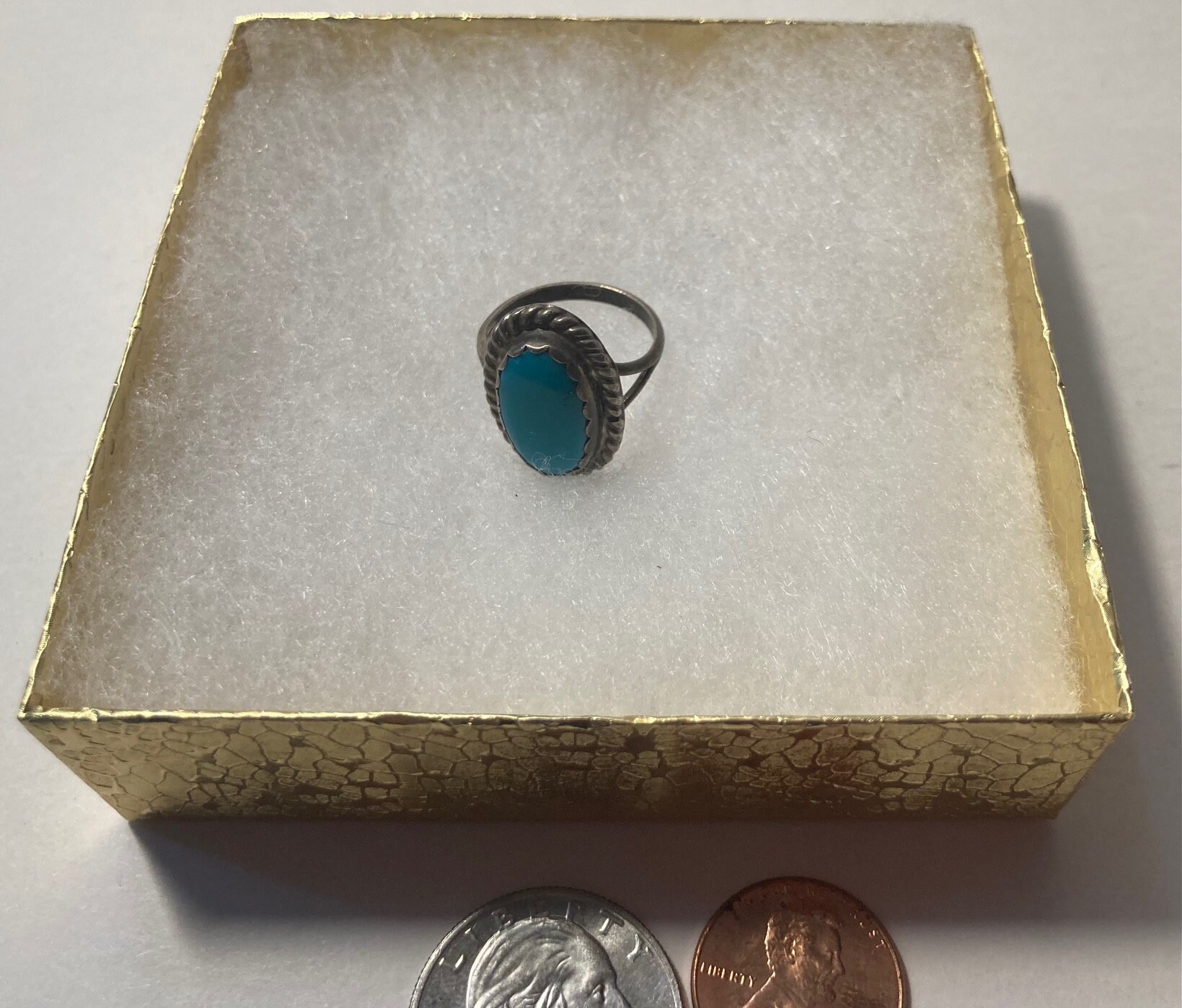 Bague Turquoise Réglable Vintage - Style Rétro En Alliage Et Résine - Neuf Sans Emballage