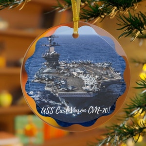 USS Carl Vinson CVN-70 POD Navy Ship Glass Ornament