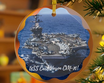 USS Carl Vinson CVN-70 POD Navy Ship Glass Ornament