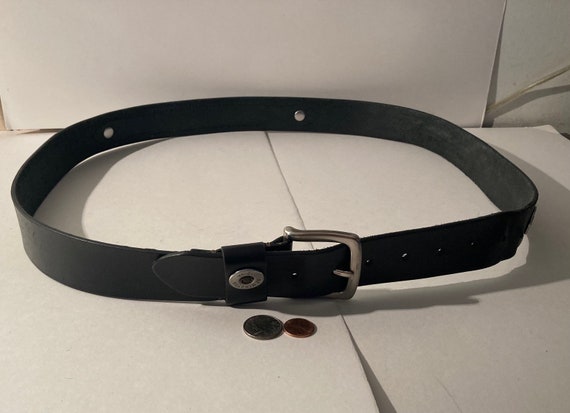 Vintage Leather Belt and Buckle, Western, Black Leather  display picture 2